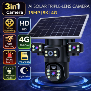 Smart Solar CCTV Camera (3 Lens)